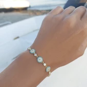 Vaoov 925 Ayar Gümüş Gold Su Yolu Nazar Bileklik thumbnail 1