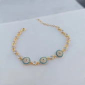 Vaoov 925 Ayar Gümüş Gold Su Yolu Nazar Bileklik thumbnail 2