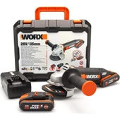 WORX WX800 20Volt 2.0 Ah. Li-ion Çift Akülü 115mm Profesyonel Şarjlı Avuç Taşlama - 1