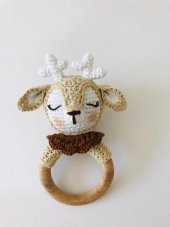 Yeni Doğan Uykucu Geyik Seti Amigurumi Organik Oyuncak - 3
