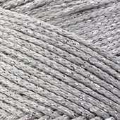 Floş Makrome İpi 2 MM Gri Gümüş Simli - 2