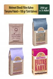 Mehmet Efendi Filtre Kahve Tanışma Paketi 250 gr x 3 Adet + 100 gr Türk Kahvesi - 1