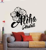 Oturma Odası, Yatak Odası Duvar Sticker Aloha Hawaii Yazı Yaz Çiçek Hawaii Çıkartmaları thumbnail 1