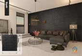 RENKLİ EVİM Renkli Evim Kendinden Yapışkanlı Duvar Paneli Siyah Tuğla 70x77cm - 3