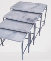 Zigon Sehpa 90220 Demet Metal Model Nikelaj Ayak Ahşp Mermer Dalga Desen El yapım - 2
