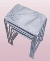 Zigon Sehpa 90220 Demet Metal Model Nikelaj Ayak Ahşp Mermer Dalga Desen El yapım - 3