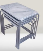 Zigon Sehpa 90220 Demet Metal Model Nikelaj Ayak Ahşp Mermer Dalga Desen El yapım - 4