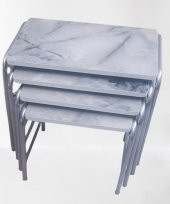 Zigon Sehpa 90220 Demet Metal Model Nikelaj Ayak Ahşp Mermer Dalga Desen El yapım - 5
