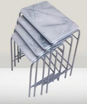 Zigon Sehpa 90220 Demet Metal Model Nikelaj Ayak Ahşp Mermer Dalga Desen El yapım - 7