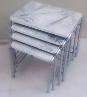Zigon Sehpa 90220 Demet Metal Model Nikelaj Ayak Ahşp Mermer Dalga Desen El yapım - 9