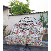 Mandaş Süngersiz Salıncak Minder Kılıfı Seti (Duck)-2 KİŞİLİK-İngiliz Gülü - 1