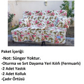 Mandaş Süngersiz Salıncak Minder Kılıfı Seti (Duck)-2 KİŞİLİK-İngiliz Gülü - 2