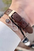Daniel Klein DKISTE759 Kasası Rose Kordonu Kahverengi Renk Deri Kordon Kadın Kol Saati Ve Bileklik - 5