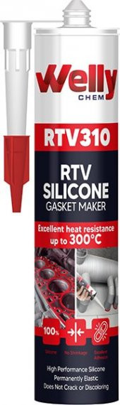WELLY CHEM HT311 RTV YÜKSEK ISI SİLİKONU 280 ML KIRMIZI - 1