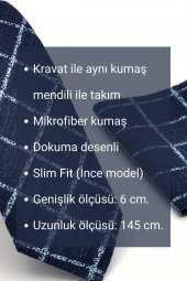 Bordo Siyah Küp Desenli Dokuma Kumaş Mendilli Slim Fit Kravat // SDK230908 thumbnail 4