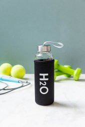 Kılıflı Siyah H2o Cam Matara 1000 ml - 1