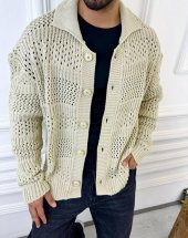 Hırka Oversize Özel Örgülü Triko Desenli Salaş Örgü Hırka - 9