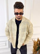 Hırka Oversize Özel Örgülü Triko Desenli Salaş Örgü Hırka - 11
