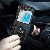 Galaxy Z Flip 5 Kılıf Yüzüklü Standlı Manyetikli Armor Zırh thumbnail 5