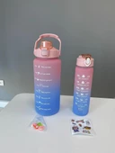 Motivasyonel 2'li set Su Matarası | Spor Salonu Su Matarası | 2 Lt Ve 900 Ml Yavru Matara Suluk Pembe - 1