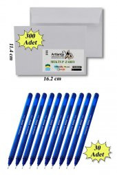 Düğün Para Takı Zarfı Ağzı Yapışkanlı 300 Adet Ve 30 Adet Tükenmez Kalem Artlantis Takı Zarfı Beyaz Yapışkanlı - 4