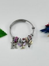 Kadın Charm R Harfi & Kelebek Çelik Bileklik - 5