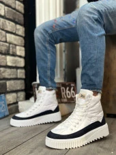 BA0811 BOA Yüksek Taban Beyaz Paraşüt Kumaş Lacivert Cilt Detaylı Erkek Ayakkabı thumbnail 2