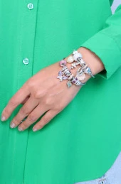 Kadın Charmlı Kelebek  & Deniz Kabuğu Çelik Bileklik 2li thumbnail 3