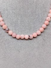 Pembe Siyah Opal Taşı Kolye 8mm (Sabit Klipsli) thumbnail 2