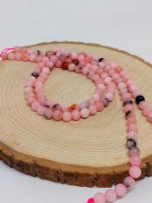 Pembe Siyah Alacalı Opal Taşı YARIM Dizi 6mm (18cm uzunluğundadır) thumbnail 2