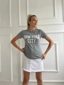 Kadın Basic Tişört Newyork City Baskılı Gri - 1