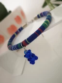 Kedi Köpek Boyun Tasması Bohem Kedi Kolyesi Renkli Jelibon Ayıcık - Mavi - 2