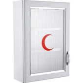Ecza Dolabı Kapaklı PVC İlk Yardım Dolabı Çelik Ayna 159 - 1