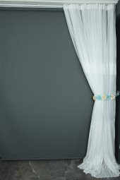 SELVİ GÖBEKLİ MODEL KIRIK BEYAZ RENK TEK KANAT Hazır Dikilmiş Pileli Fon Perde 300*260 Cm thumbnail 8