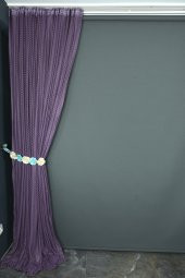 BAKLAVA MODEL MOR RENK TEK KANAT Hazır dikilmiş Pileli Fon Perde 300*260 cm thumbnail 5