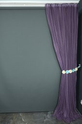 BAKLAVA MODEL MOR RENK TEK KANAT Hazır dikilmiş Pileli Fon Perde 300*260 cm thumbnail 6