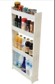 Motek Çok Amaçlı Tekerlekli Organizer Mutfak Banyo Rafı Beyaz SR-04 - 3