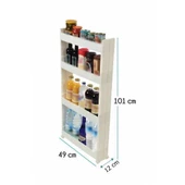 Motek Çok Amaçlı Tekerlekli Organizer Mutfak Banyo Rafı Beyaz SR-04 - 7