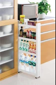 Motek Çok Amaçlı Tekerlekli Organizer Mutfak Banyo Rafı Beyaz SR-04 - 1