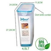 Moonstar Mlock Hava sızdırmaz Kilitli Çok Amaçlı Saklama Kabı 4,5 lt Map-179 thumbnail 2