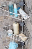 Primanova Yay Baskılı Kurulumu Kolay Dört Gözlü Alüminyum Banyo Köşe Rafı-N29 - 3
