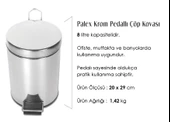 Palex Krom Pedallı Çöp Kovası 8 Litre - 2