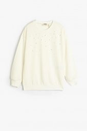 Koton Kız Çocuk Sweatshirt Uzun Kollu Bisiklet Yaka Pul Detaylı Pamuklu - 1
