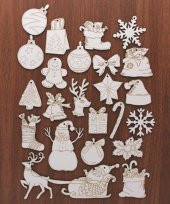 23 Adet Ahşap Yılbaşı Süsü 6-8cm - 1