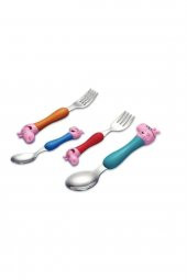 Kumik Peppa Pig Kaşık Çatal Kavrama Çocuk Seti, 4 Adet - 1