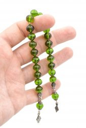 Usta İşi Sığırcık Kesim Yeşil Uçak Camı Zaza Tesbih thumbnail 3