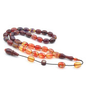 Kemal Kuş İmzalı Beyzi Kesim Renkli Sıkma Kehribar Tesbih thumbnail 1