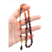 Kemal Kuş İmzalı Beyzi Kesim Renkli Sıkma Kehribar Tesbih thumbnail 3