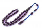 Cüneyd Usta Yapımı Beyzi Mor Sıkma Kehribar Tesbih thumbnail 2