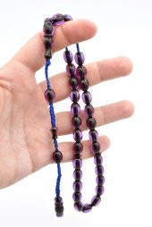 Cüneyd Usta Yapımı Beyzi Mor Sıkma Kehribar Tesbih thumbnail 4